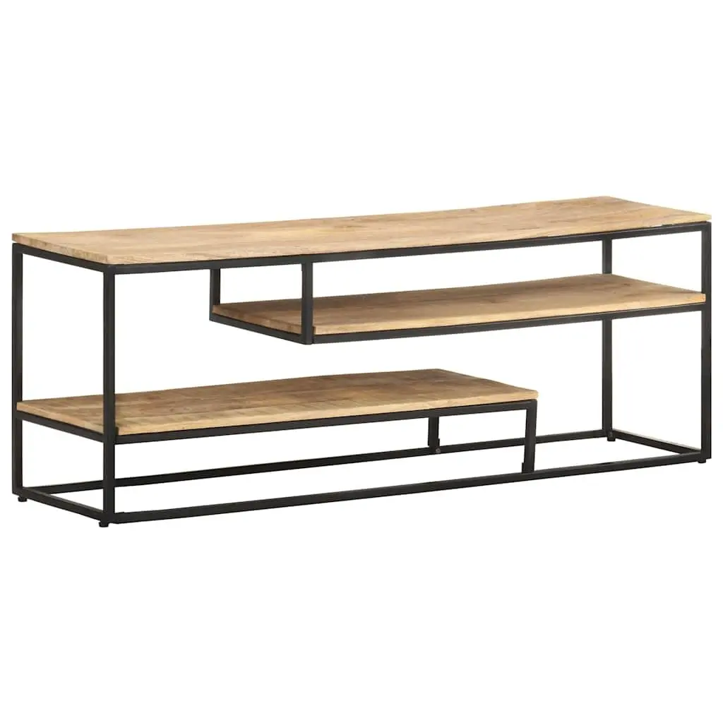 TV Cabinet Industrial Style 130x30x45cm Rough Mango Wood Media Storage Unit