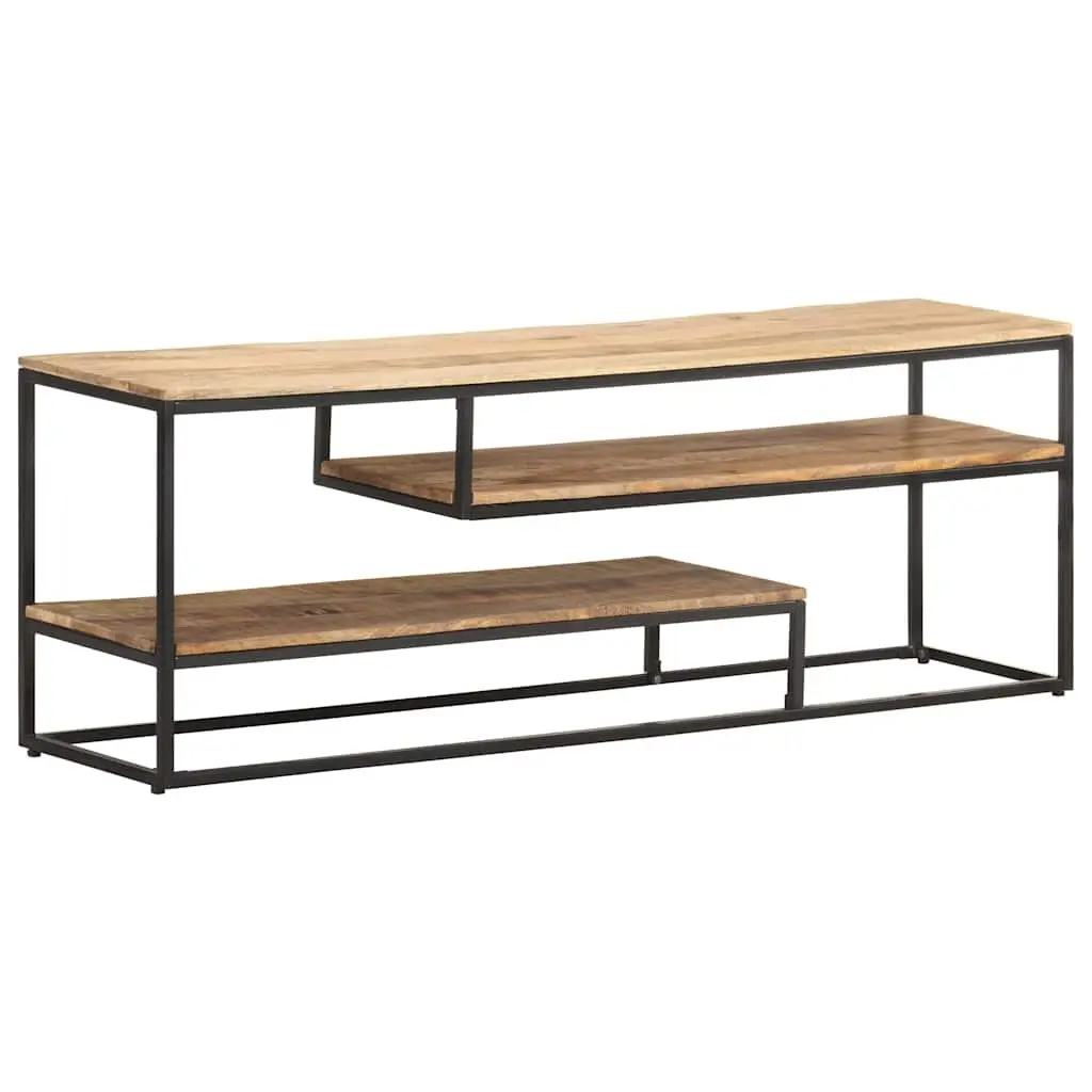 TV Cabinet Industrial Style 130x30x45cm Rough Mango Wood Media Storage Unit