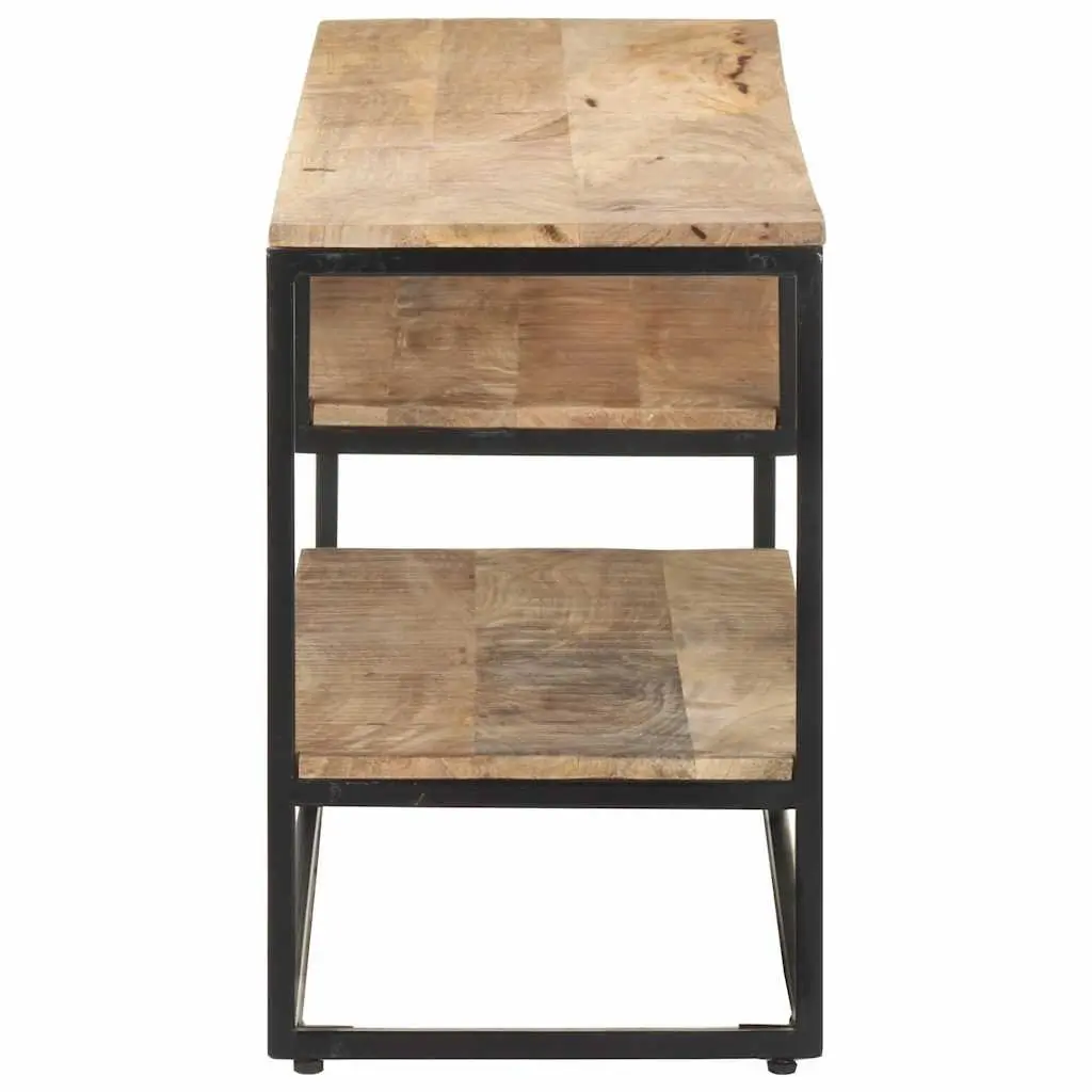 TV Cabinet Industrial Style 130x30x45cm Rough Mango Wood Media Storage Unit