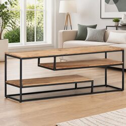 Brown Solid Wood TV Cabinet with Shelves 130x30x45 cm
