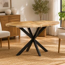 Solid Mango Wood Dining Table 140x80x75 cm in Brown