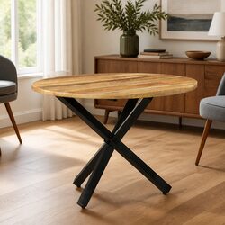 Warm Brown Round Dining Table 100x100x75cm