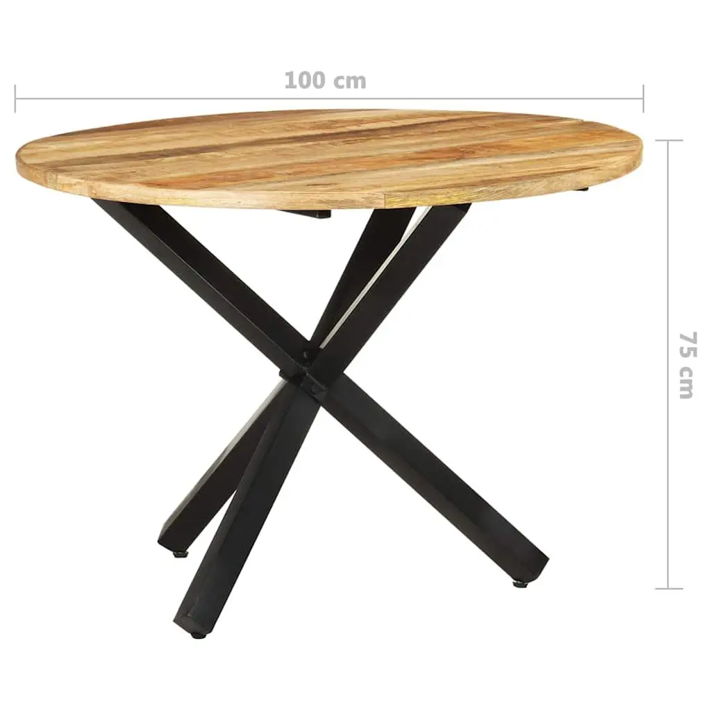 Round Dining Table 100x100x75cm Mango Wood Kitchen Dinner Furniture Brown