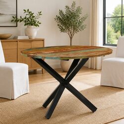 Reclaimed Wood Round Dining Table 100x100x75cm