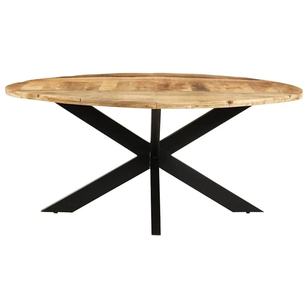 Round Dining Table Brown 175cm Rough Mango Wood