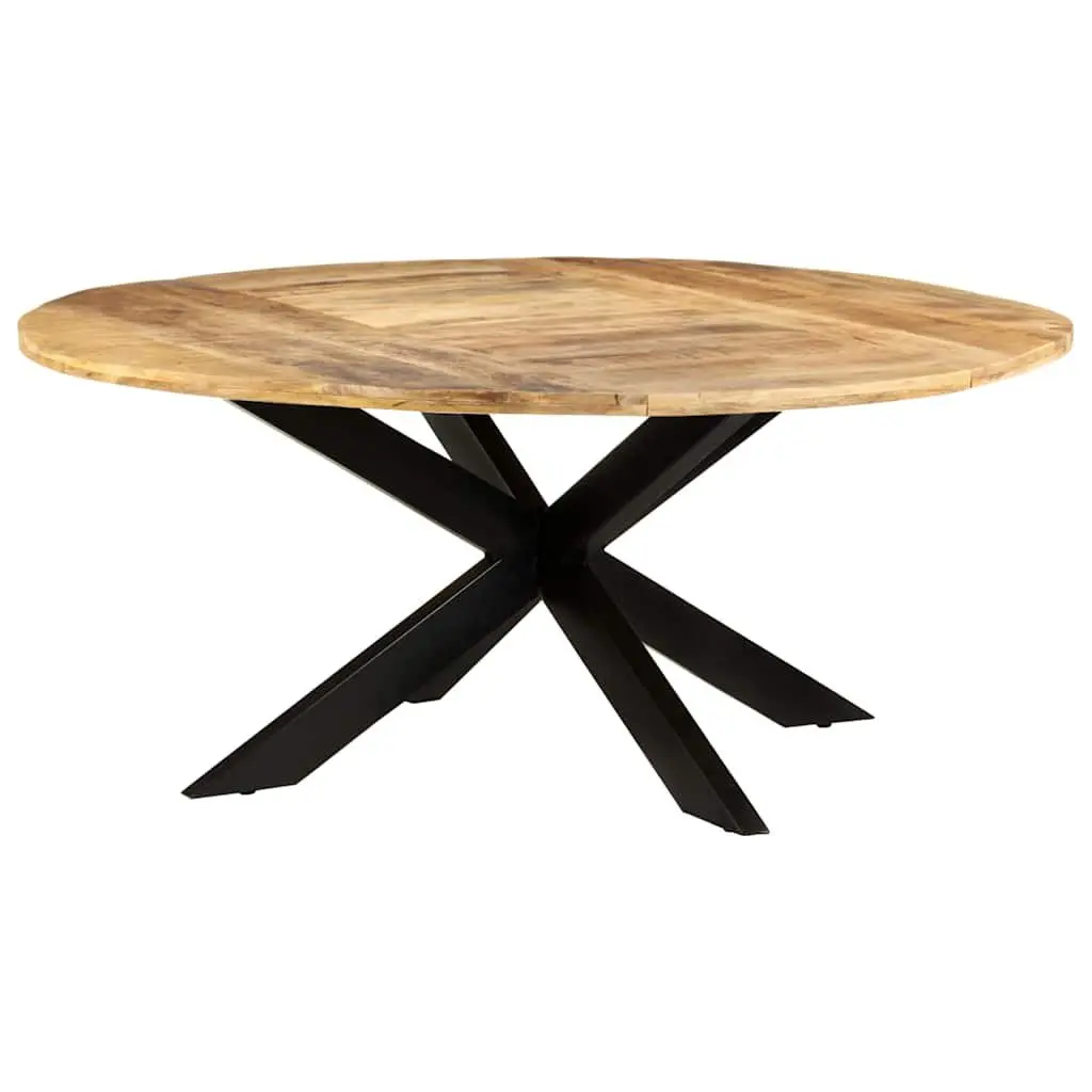 Round Dining Table Brown 175cm Rough Mango Wood