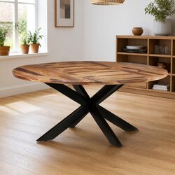 Acacia Wood Round Dining Table 175cm in Brown Honey