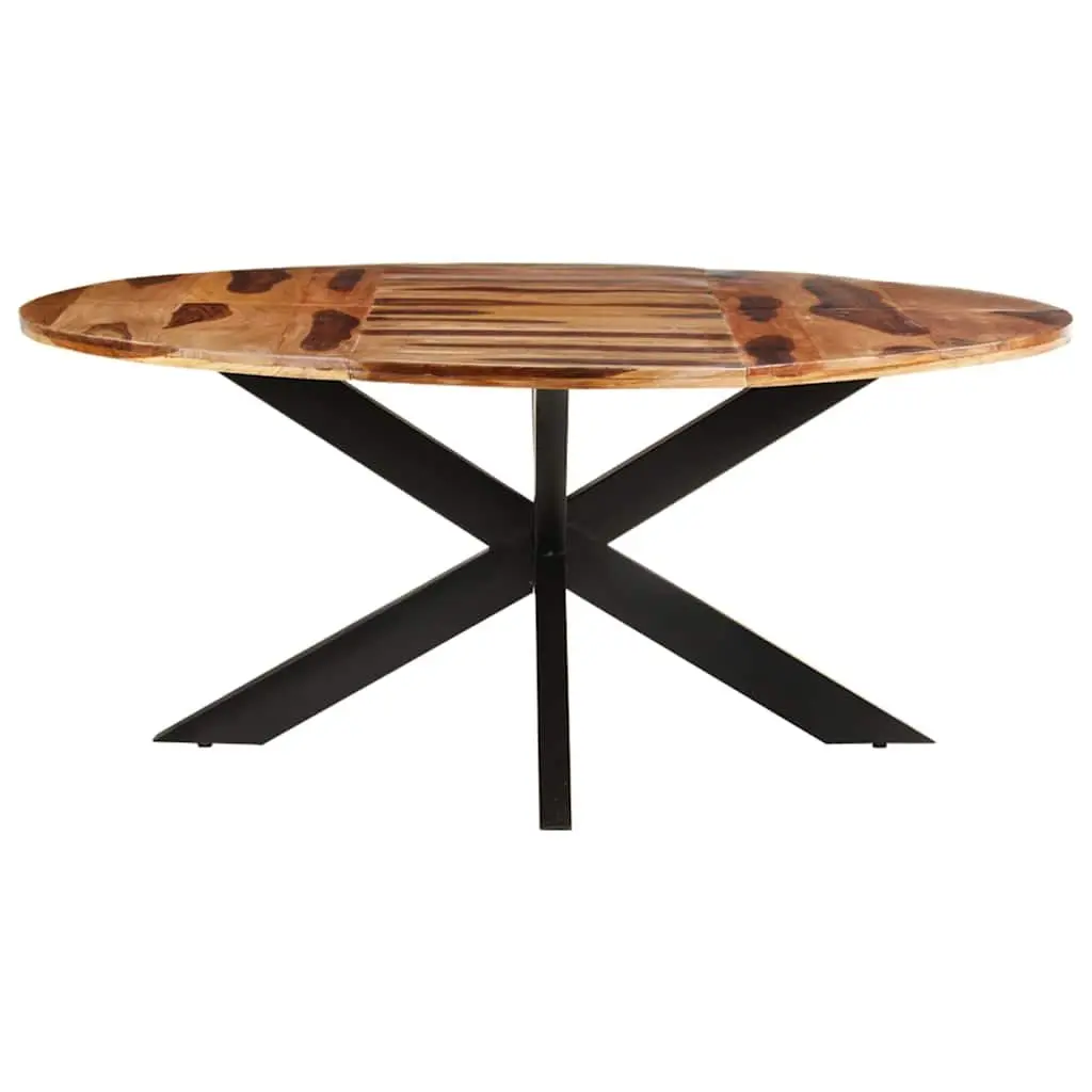 Round Dining Table Brown Honey 175cm Solid Acacia Wood Kitchen Furniture