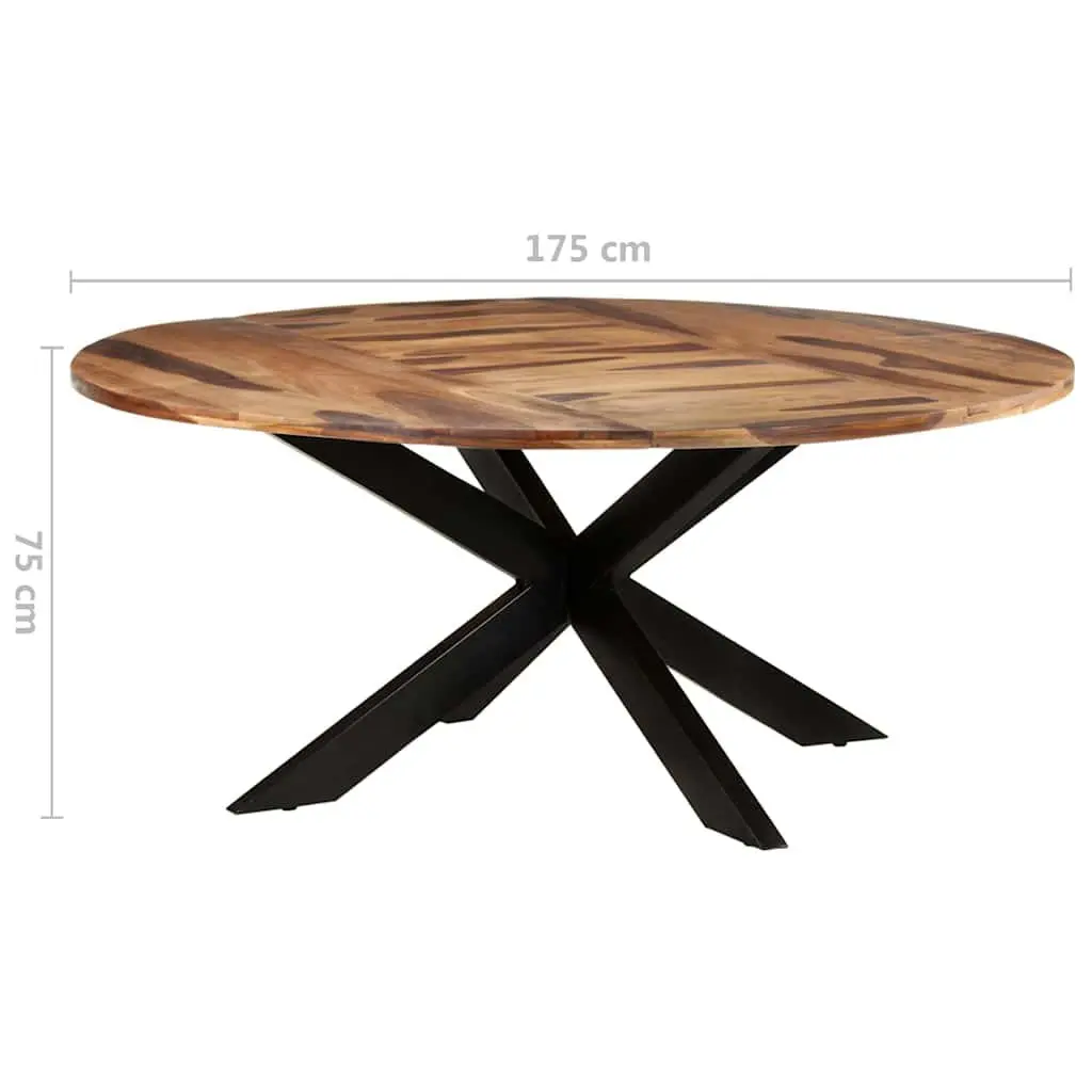 Round Dining Table Brown Honey 175cm Solid Acacia Wood Kitchen Furniture