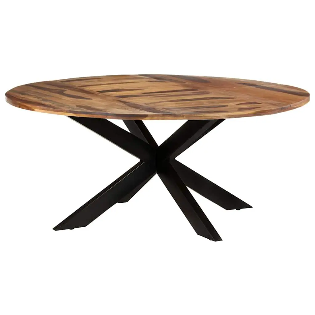 Round Dining Table Brown Honey 175cm Solid Acacia Wood Kitchen Furniture