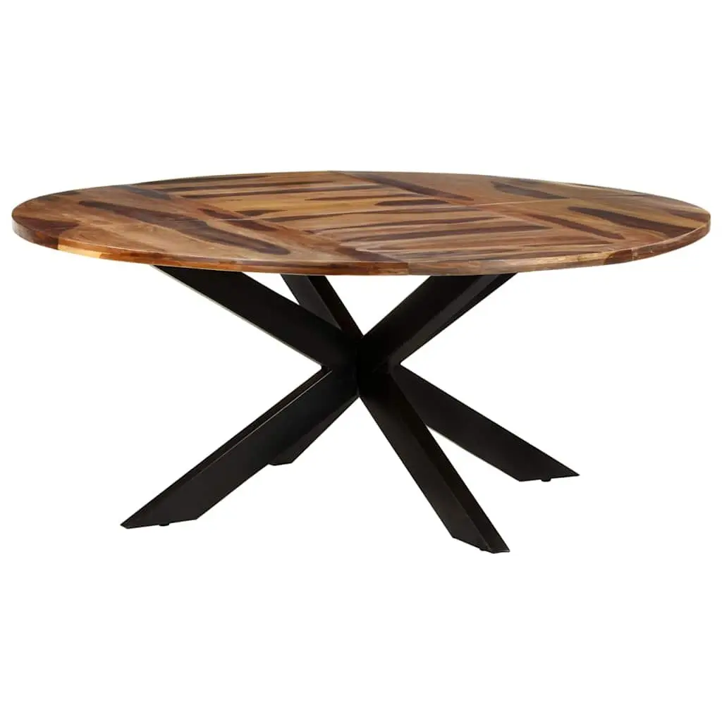 Round Dining Table Brown Honey 175cm Solid Acacia Wood Kitchen Furniture
