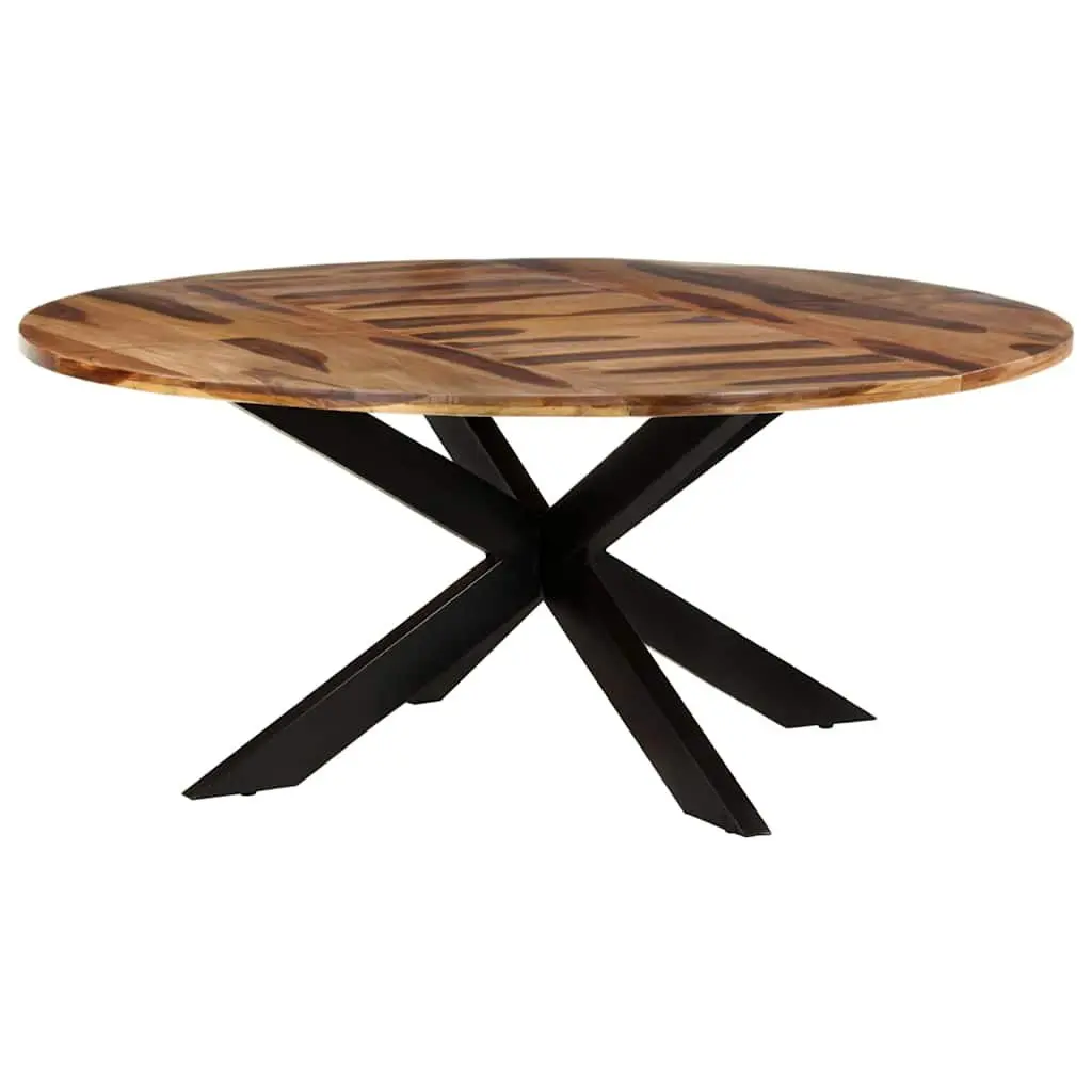 Round Dining Table Brown Honey 175cm Solid Acacia Wood Kitchen Furniture
