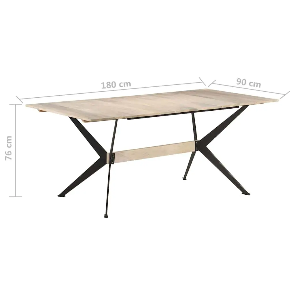 Solid Mango Wood Dining Table 180x90x76 cm Brown Kitchen Room Furniture