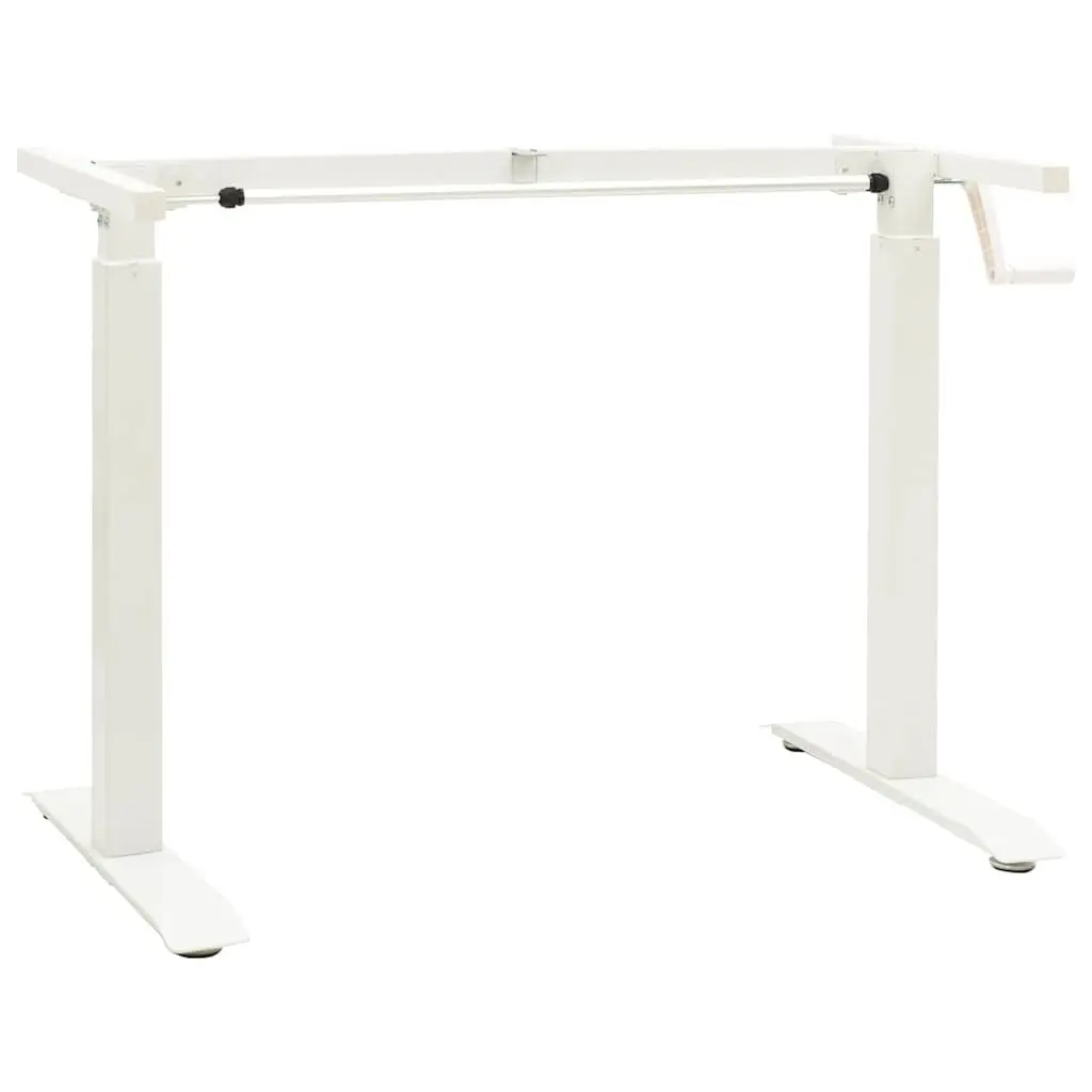 Manual Height Adjustable Standing Desk Frame Hand Crank White Workstation