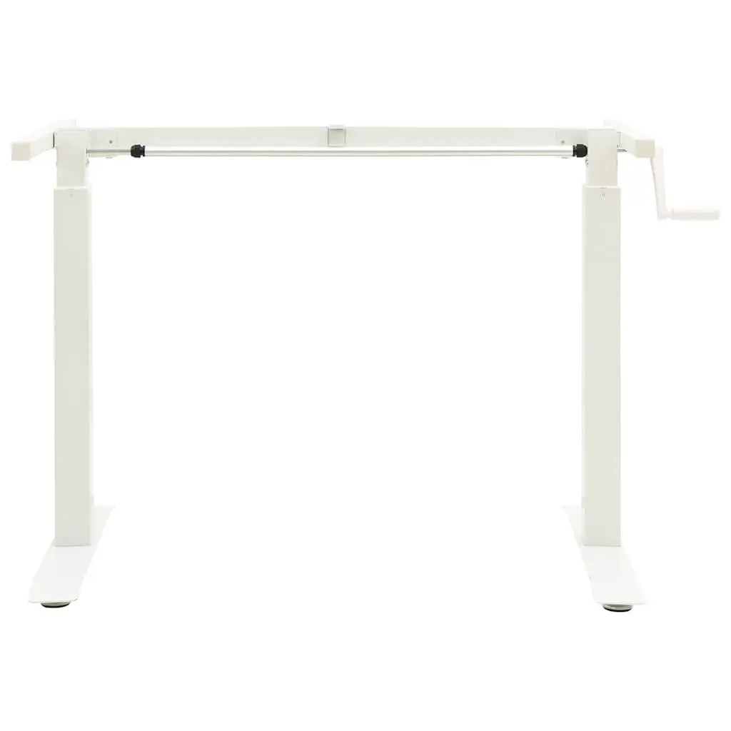 Manual Height Adjustable Standing Desk Frame Hand Crank White Workstation