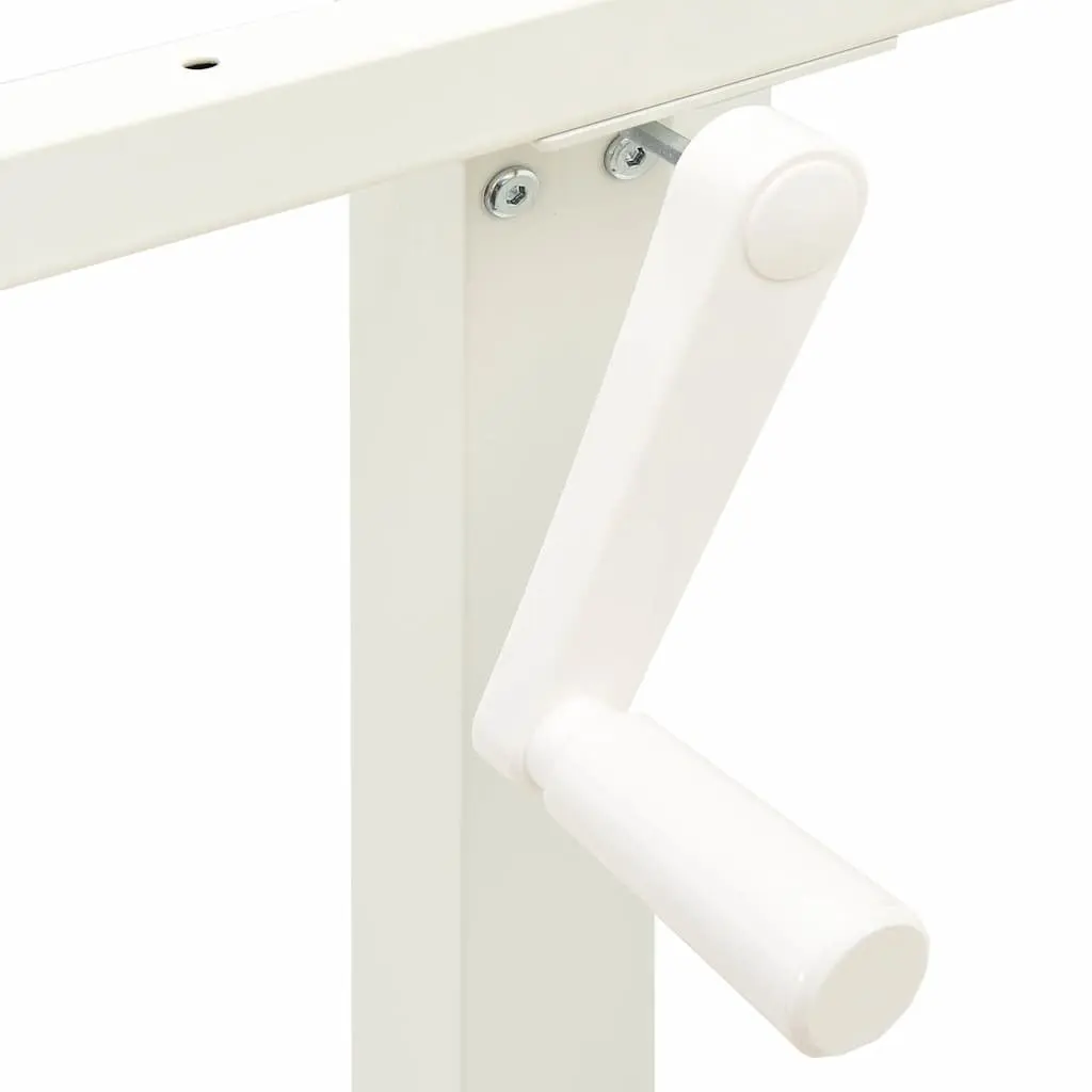 Manual Height Adjustable Standing Desk Frame Hand Crank White Workstation