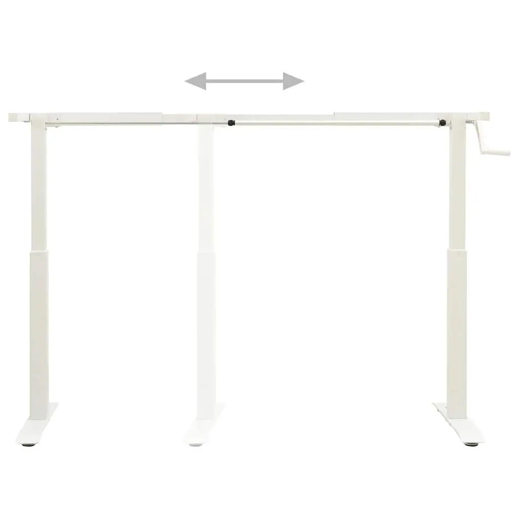 Manual Height Adjustable Standing Desk Frame Hand Crank White Workstation