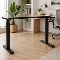 Black Manual Height Adjustable Desk Frame with Hand Crank