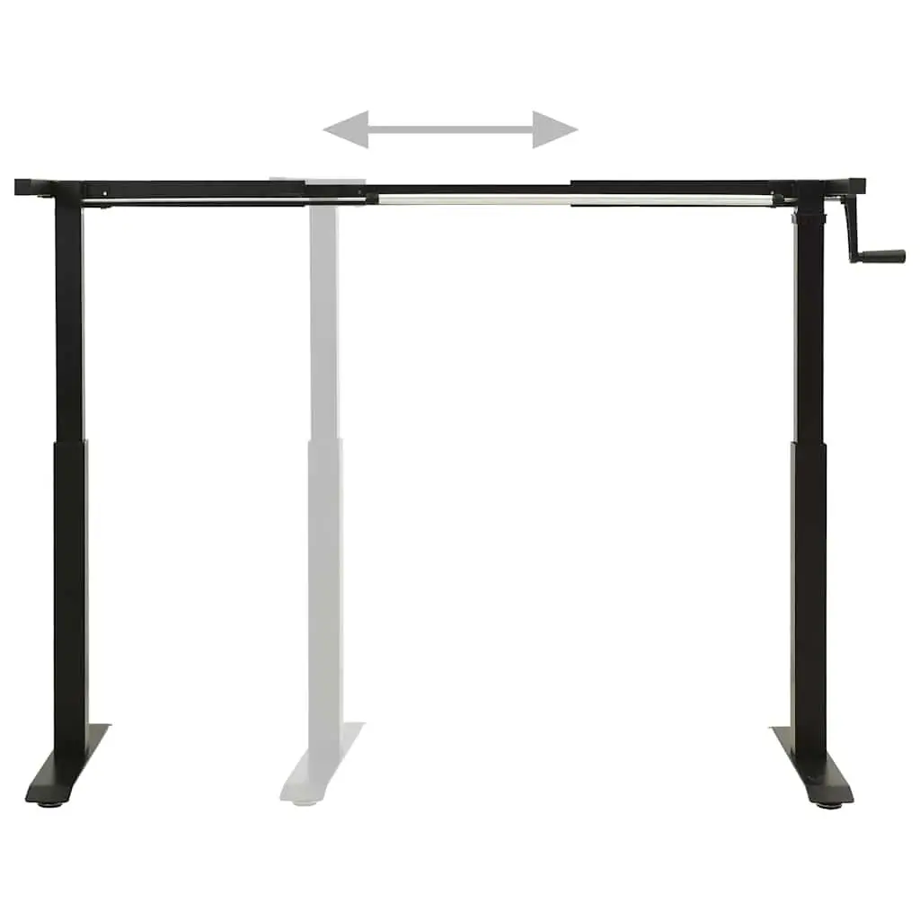 Black Manual Height Adjustable Desk Frame with Hand Crank