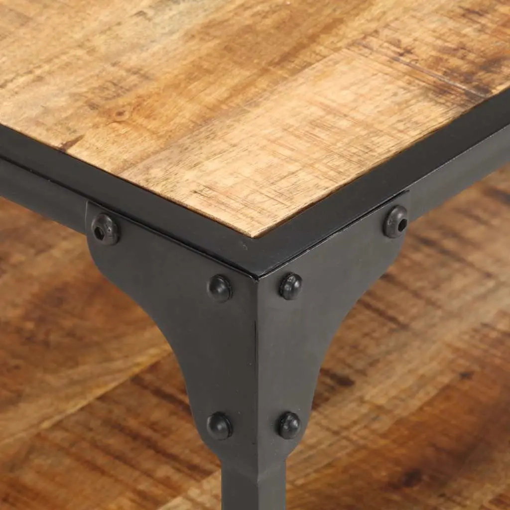 Solid Mango Wood Coffee Table with Storage Shelf