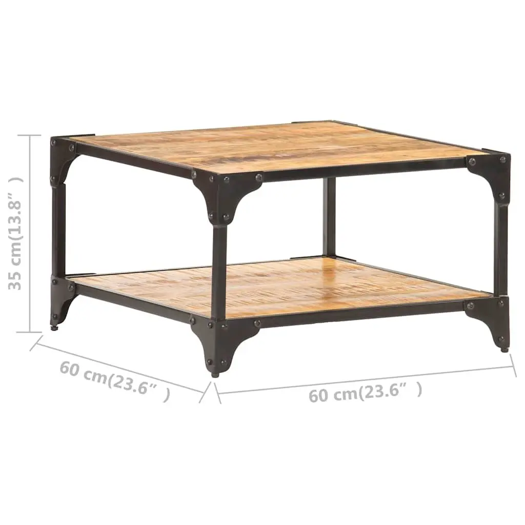 Solid Mango Wood Coffee Table with Storage Shelf