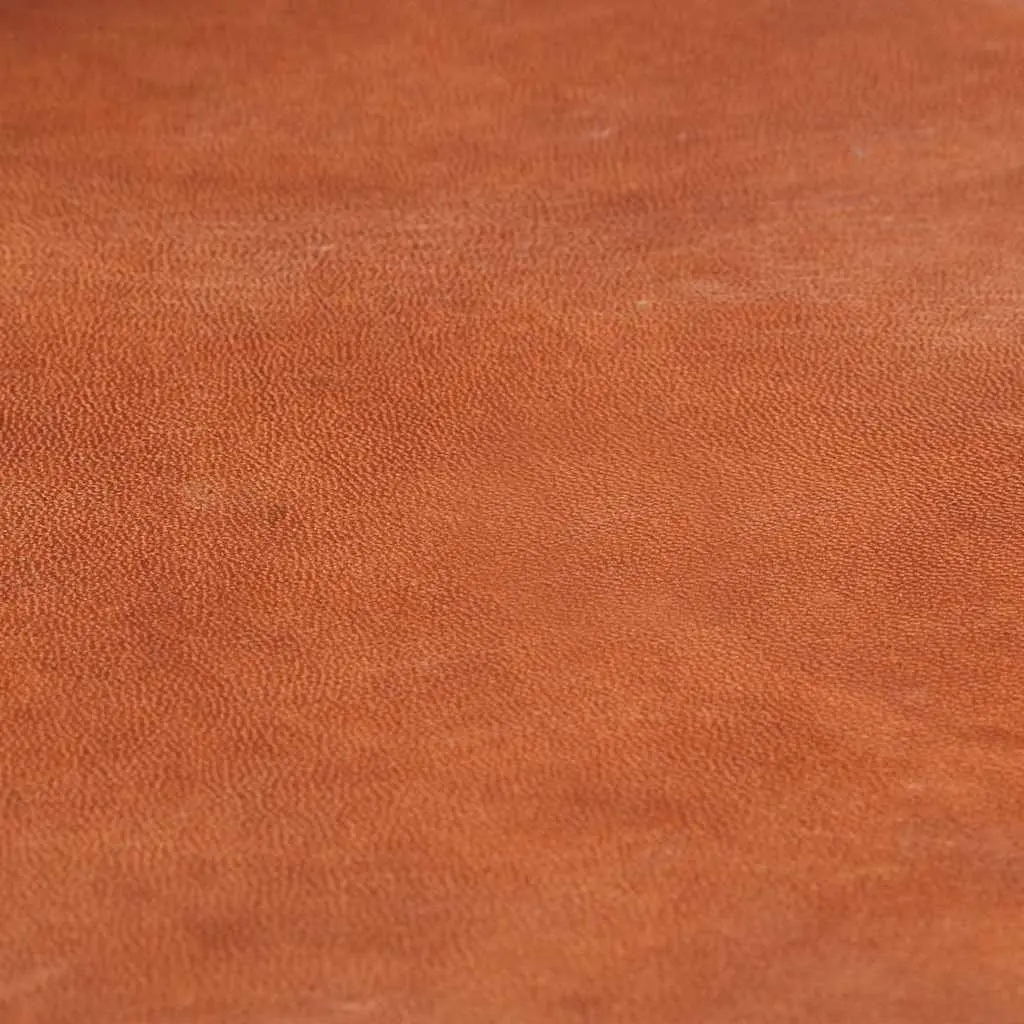 Bar Stools Brown Real Leather Seats Footrest 2 Piece Powder-coated Iron Frames