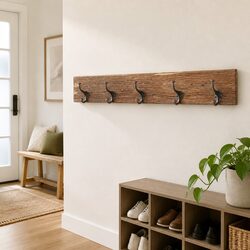 Solid Reclaimed Wood Hall Hanger with 5 Hooks