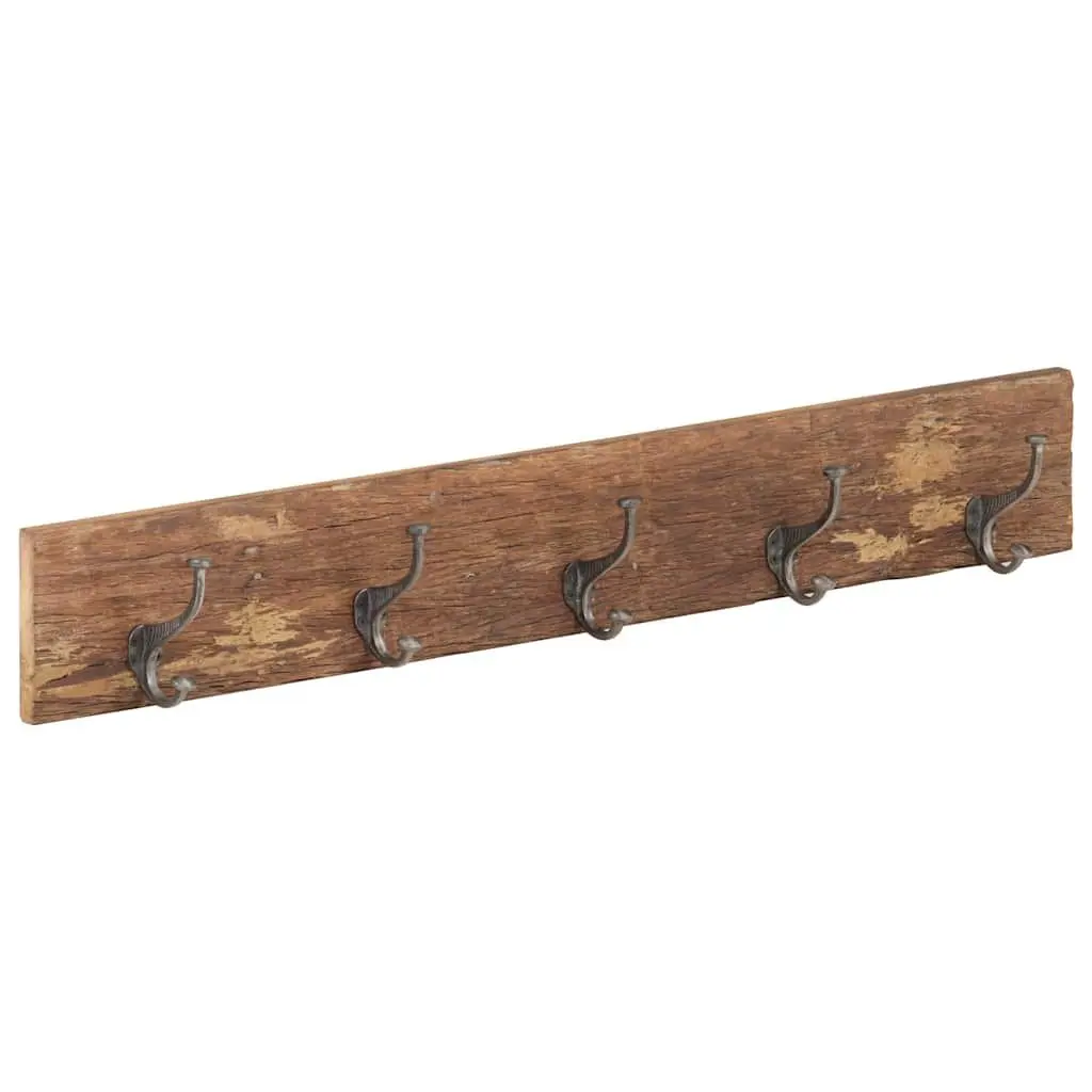 Solid Reclaimed Wood Hall Hanger with 5 Hooks