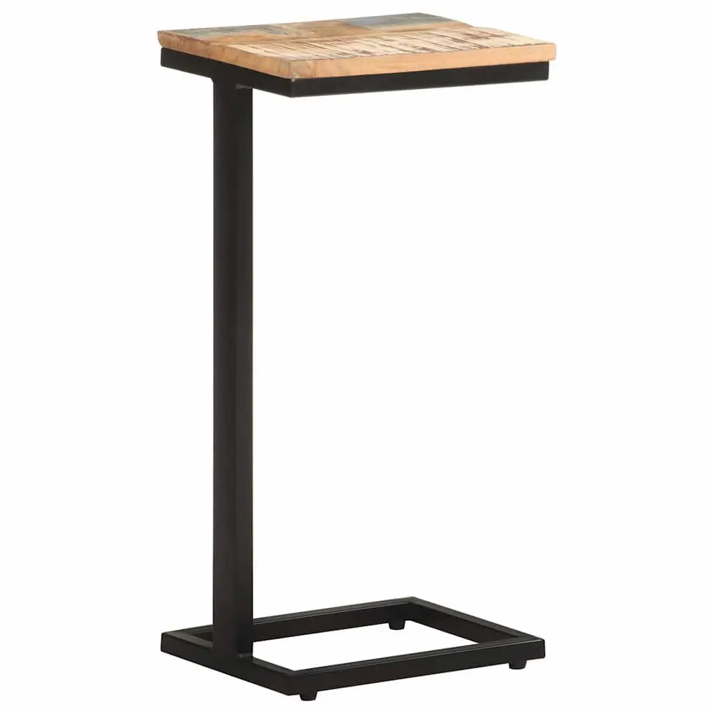End Table Solid Reclaimed Wood Brown 2 pcs Powder-Coated Iron Legs