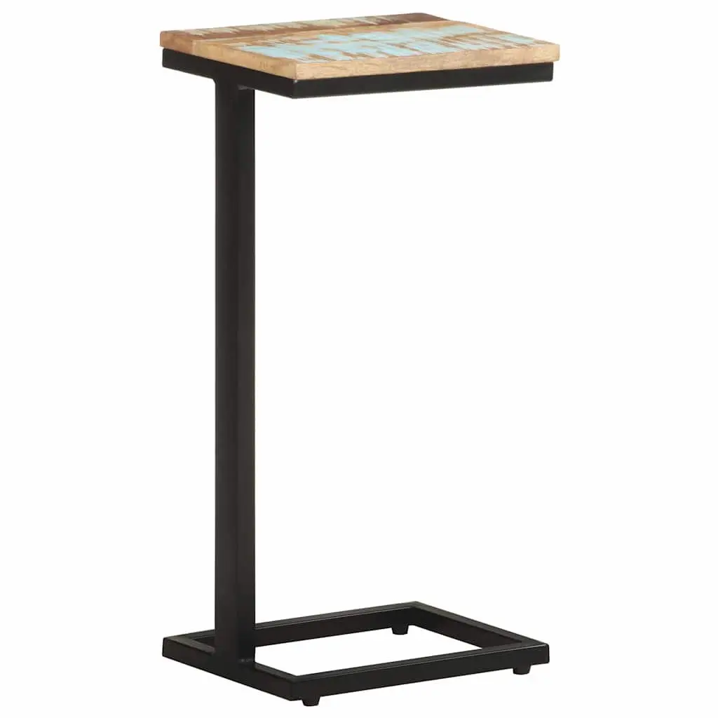 End Table Solid Reclaimed Wood Brown 2 pcs Powder-Coated Iron Legs