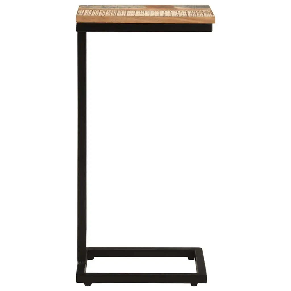 End Table Solid Reclaimed Wood Brown 2 pcs Powder-Coated Iron Legs