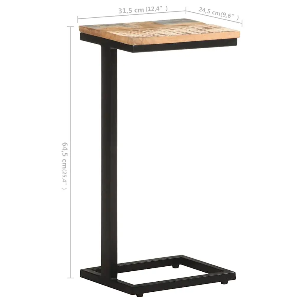 End Table Solid Reclaimed Wood Brown 2 pcs Powder-Coated Iron Legs