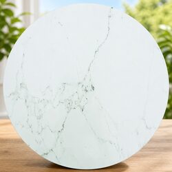Round White Marble Design Tempered Glass Table Top Ø50cm