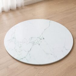 Round White Marble Design Tempered Glass Table Top Ø50cm