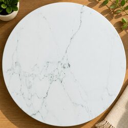 Round Marble Design Table Top in Tempered Glass Ø60cm