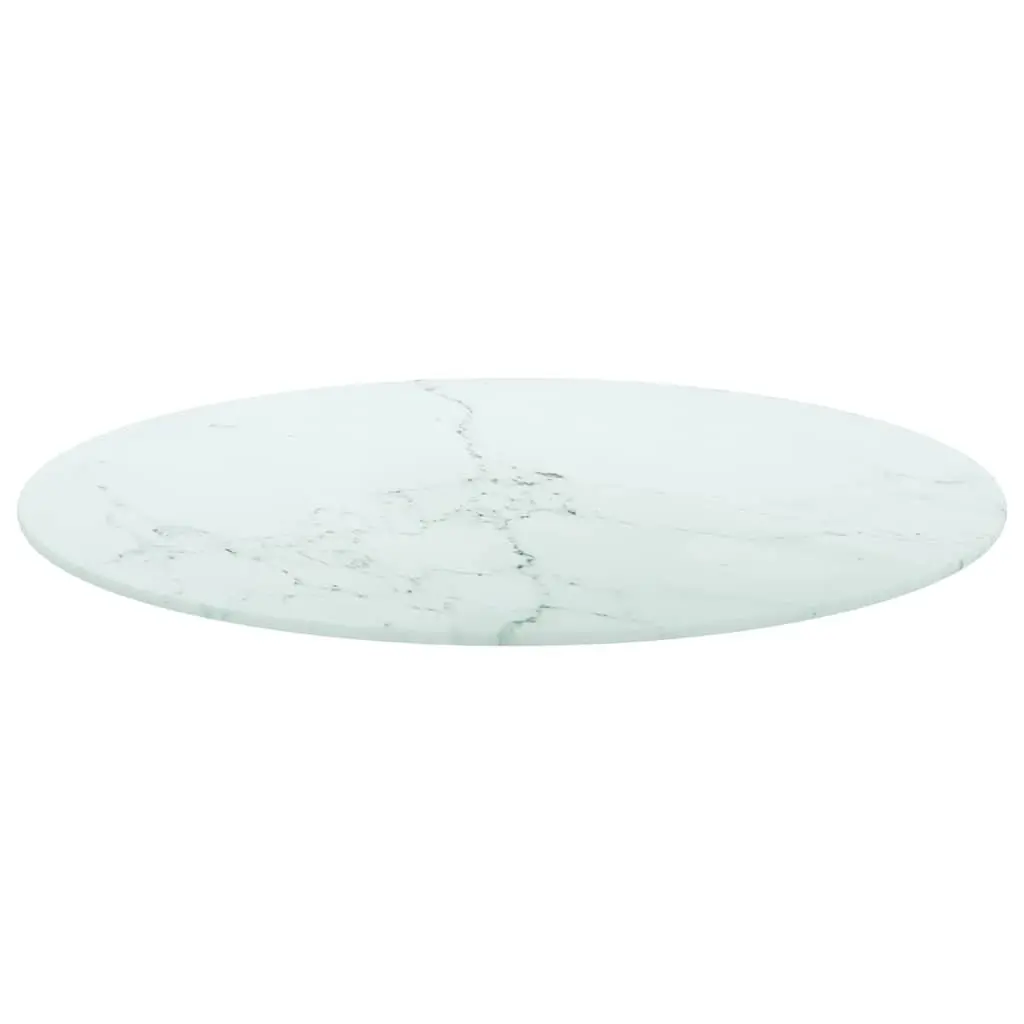 Tempered Glass Table Top White Round Marble Design Ø60cm Dining Coffee