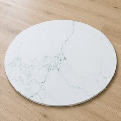 Elegant Tempered Glass Table Top with White Marble Design Ø70cm