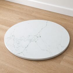 White Marble Design Tempered Glass Table Top Ø80cm