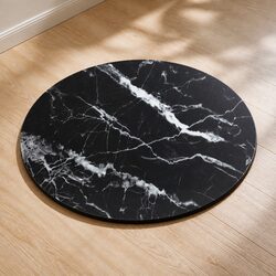 Elegant Round Black Marble Design Glass Table Top 50cm