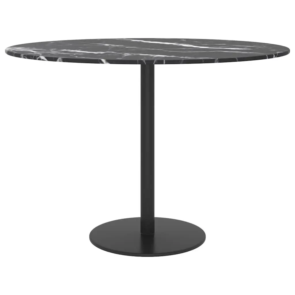 Tempered Glass Table Top Round 60cm Black Marble Design Dining Coffee Tabletop