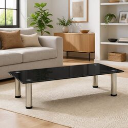Modern Black Tempered Glass TV Stand for Living Room