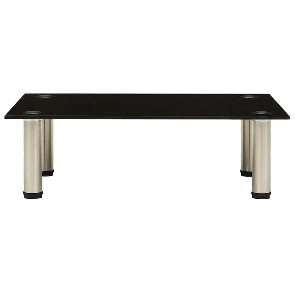 TV Stand Black Tempered Glass Modern 60 x 35 x 17 cm Stainless Steel Frame