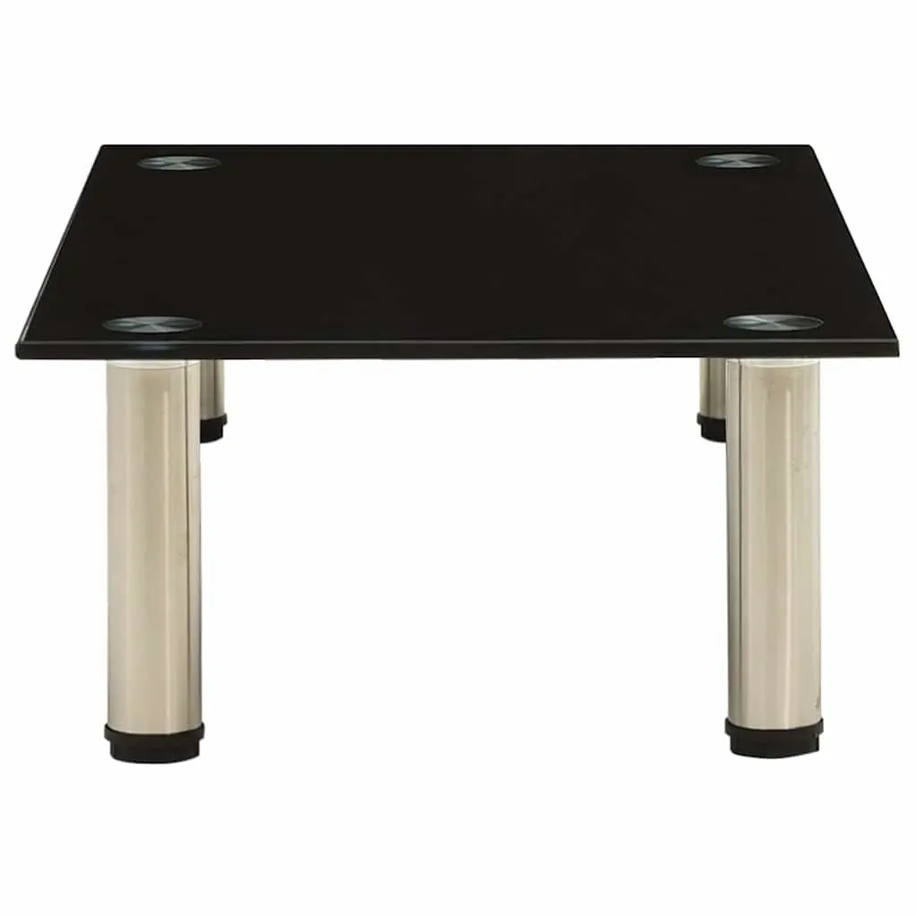 TV Stand Black Tempered Glass Modern 60 x 35 x 17 cm Stainless Steel Frame
