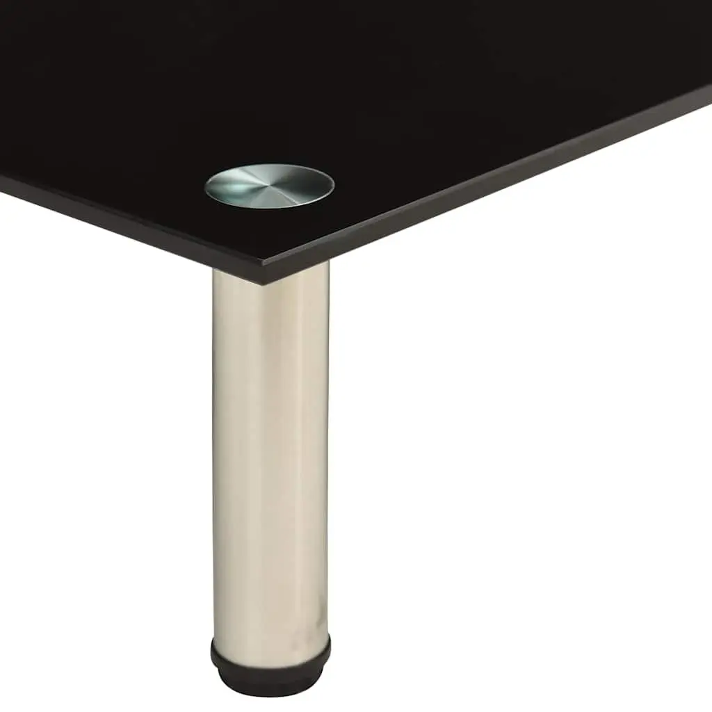 TV Stand Black Tempered Glass Modern 60 x 35 x 17 cm Stainless Steel Frame
