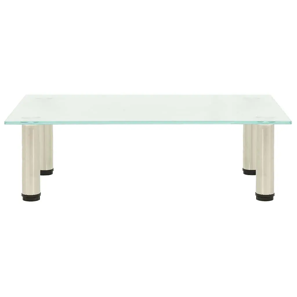 Tempered Glass TV Stand Modern 60 x 35 x 17 cm Stainless Steel Frame Media Console Table