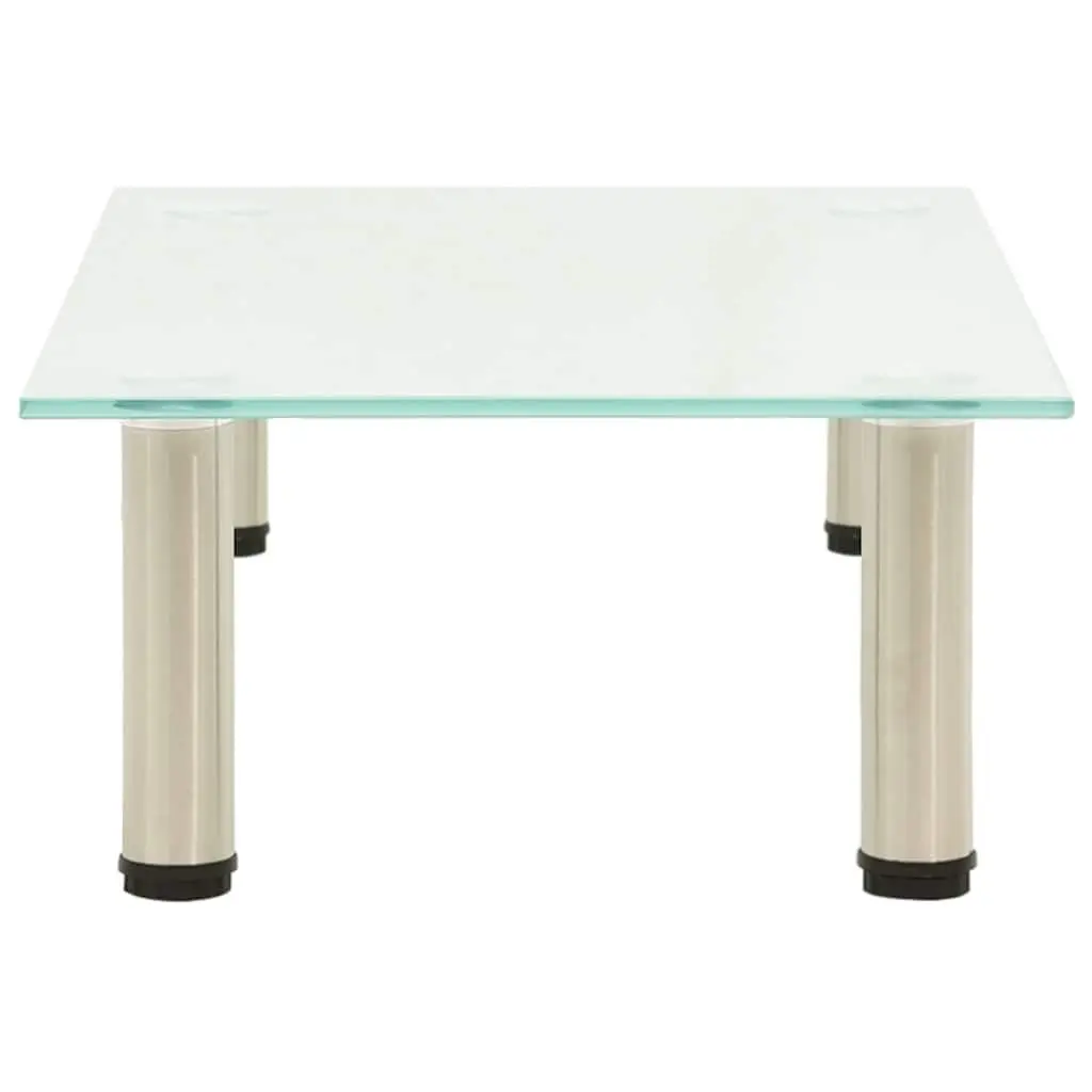 Tempered Glass TV Stand Modern 60 x 35 x 17 cm Stainless Steel Frame Media Console Table