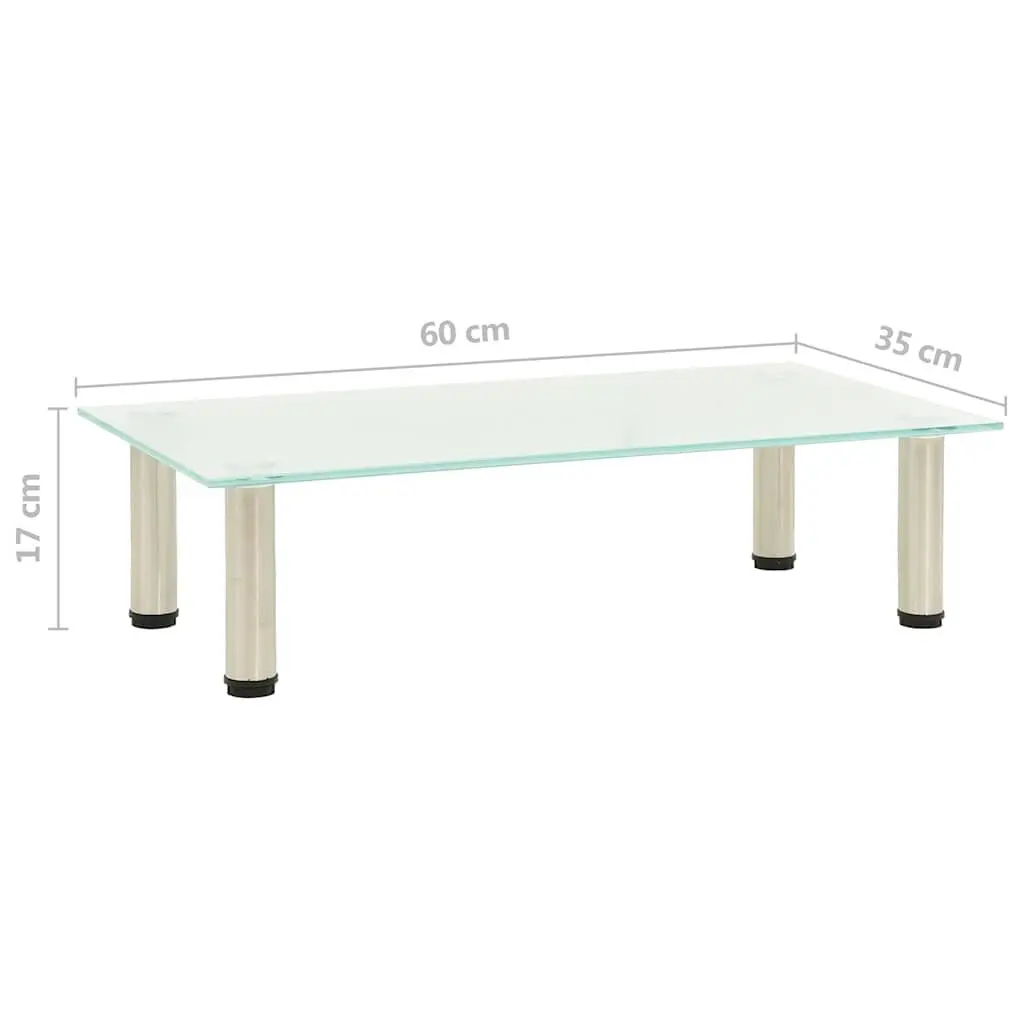 Tempered Glass TV Stand Modern 60 x 35 x 17 cm Stainless Steel Frame Media Console Table