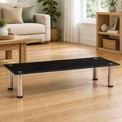 Modern Black Tempered Glass TV Stand for Living Rooms