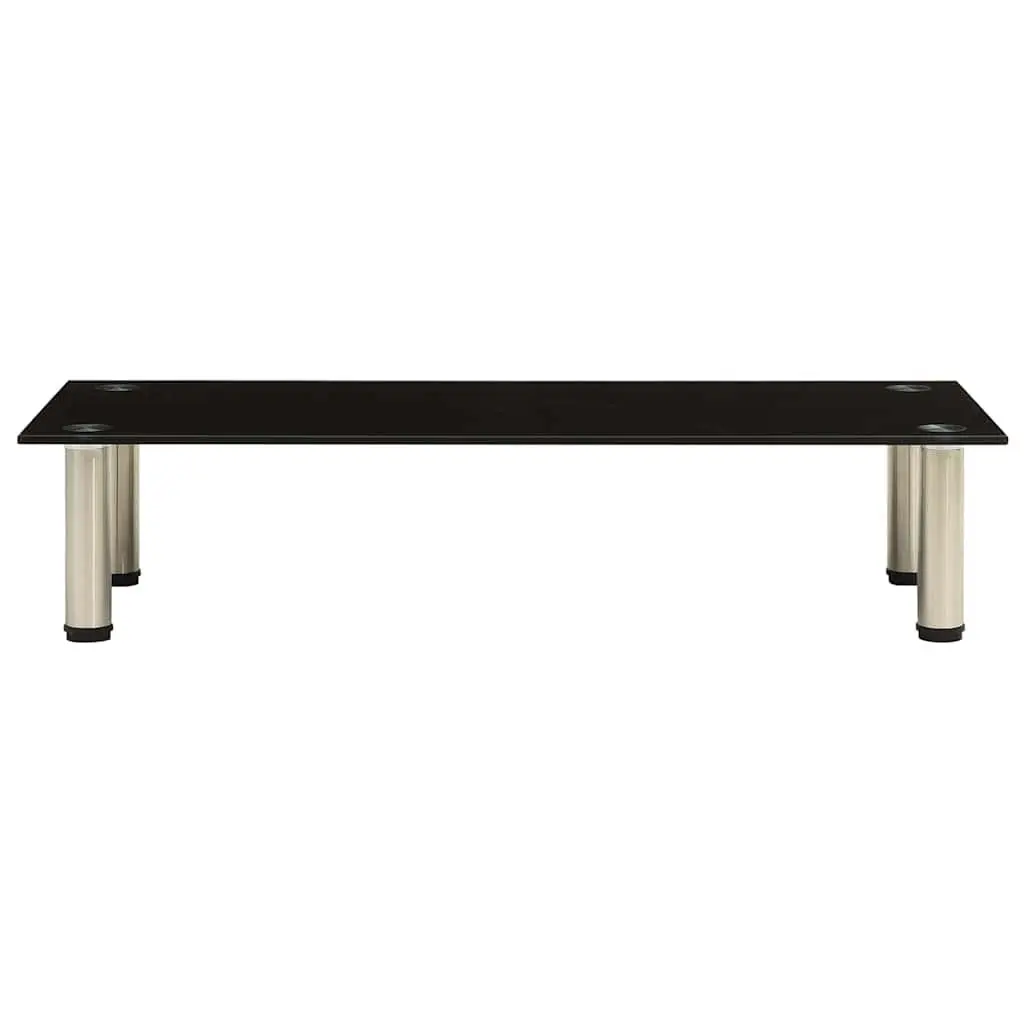 TV Stand Black Tempered Glass Modern 80 x 35 x 17 cm Stainless Steel