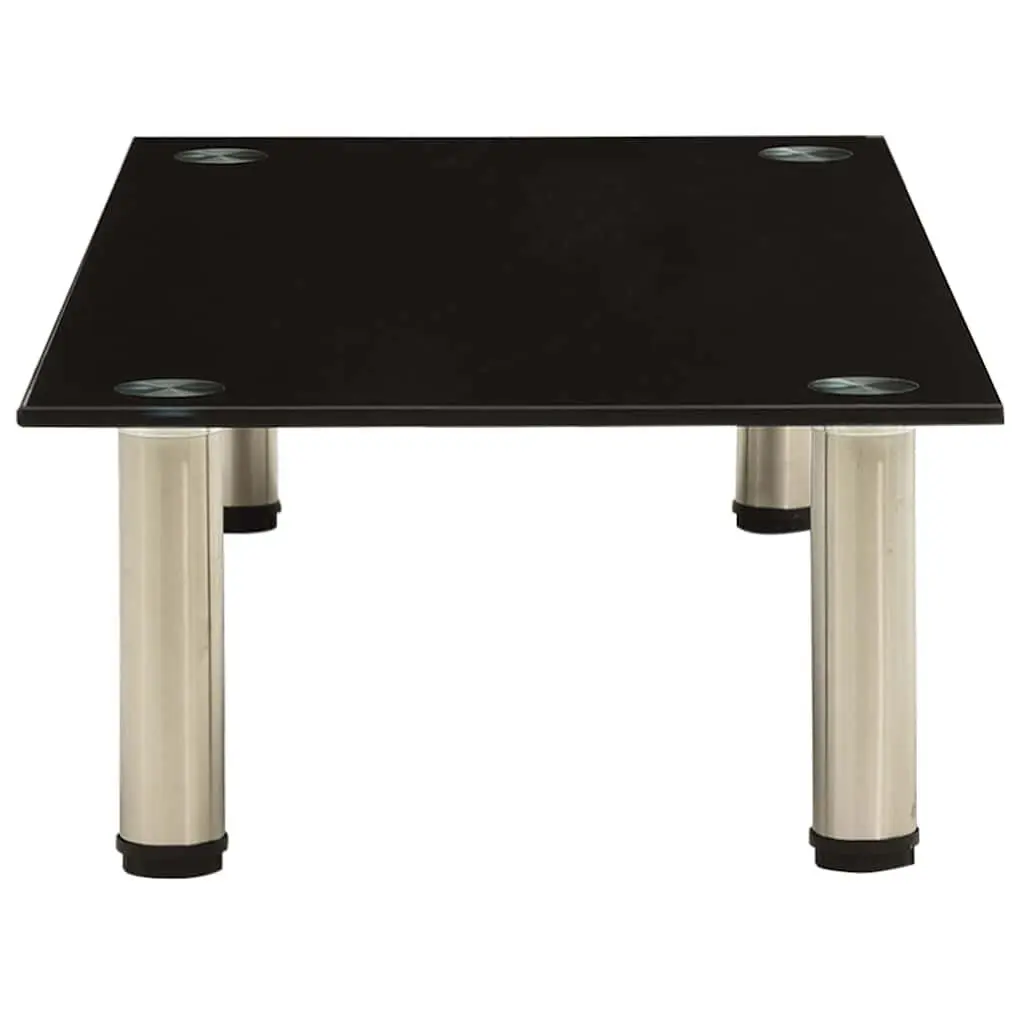 TV Stand Black Tempered Glass Modern 80 x 35 x 17 cm Stainless Steel